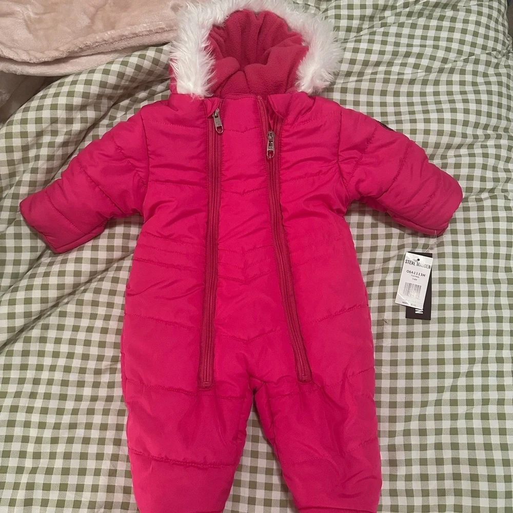 Steve Madden Hot Pink Baby Puffer Ski Snowsuit Size 3-6M NWT
